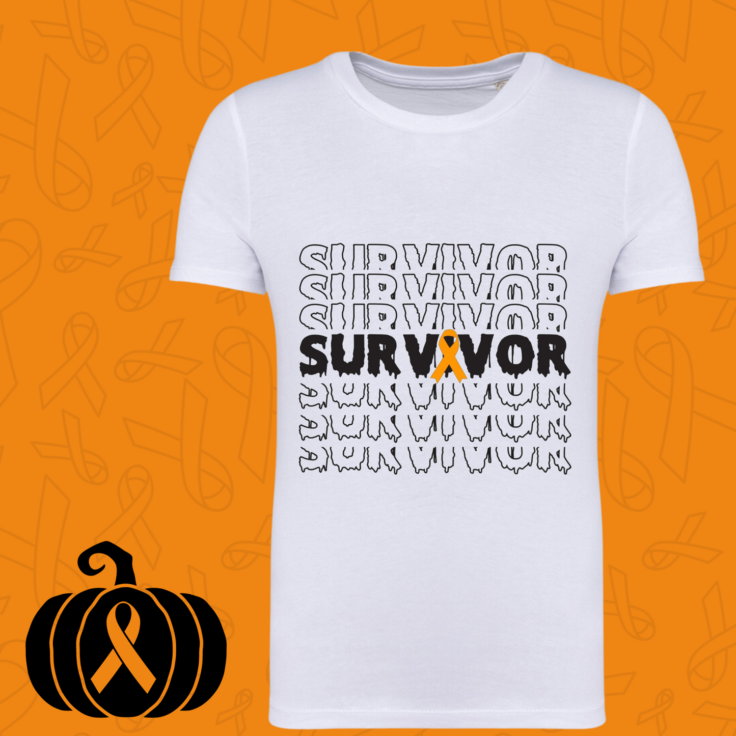 Survivor -dripping letters and cancer ribbon