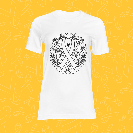 Floral Design Cancer Ribbon