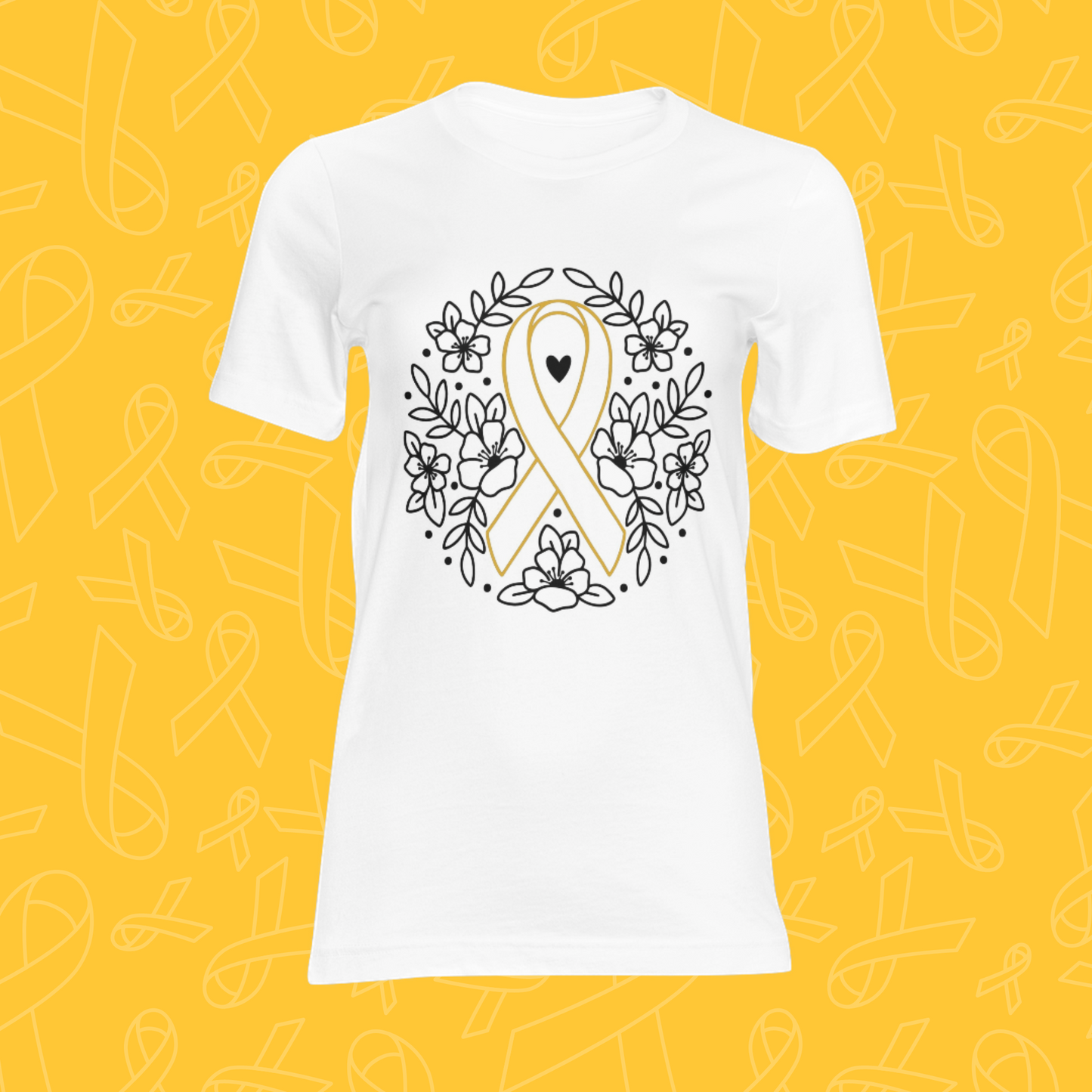 Floral Design Cancer Ribbon
