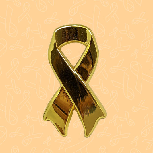 Gold Ribbon Pin Badge