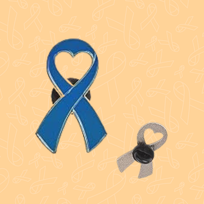 Heart Cancer Ribbon Pin Badges