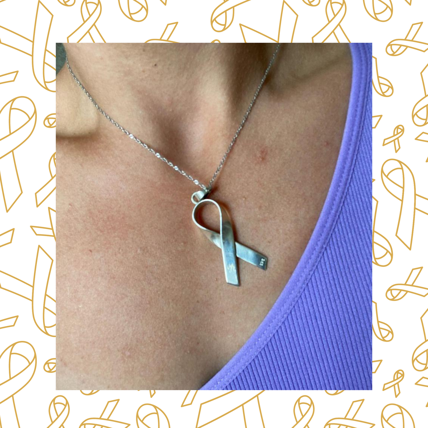 Sterling Silver Cancer Ribbon Pendant